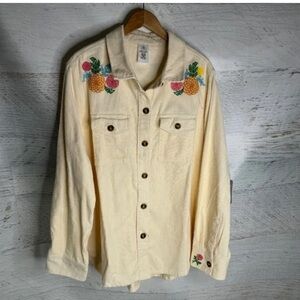 Pixar Coco Embroidered Corduroy Shirt Jacket Womens Small Disney Parks